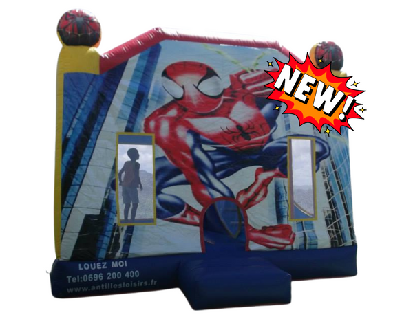 TOBOGGAN INTÉRIEUR SPIDERMAN – Location Martinique : Château gonflable avec toboggan intérieur pour enfants de 1 à 10 ans (env. 5 x 5 x ht 4 m.) / FORFAIT DE 4H