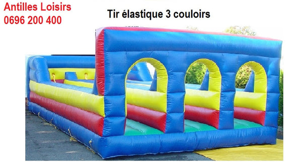 COURSE À ÉLASTIQUE – Location Martinique : Jeu de course en couloirs pour enfants dès 8/10 ans et adultes (env. 11 x 5 x ht 4 m.) / FORFAIT DE 4H