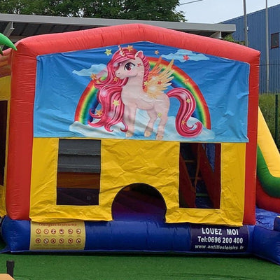 CHATEAU GONFLABLE AVEC TOBOGGAN EXTERIEUR/ FORFAIT DE 4H PERIODE HAUTE