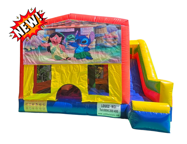 CHATEAU GONFLABLE AVEC TOBOGGAN EXTERIEUR/ FORFAIT DE 4H