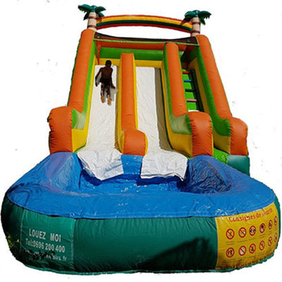 Toboggan Piscine Tropical Double Descente (pour enfants de 4 à 12 ans) env. 8 x 4,3 x ht 5 m / prévoir un emplacement plat de 1 m. de plus./ FORFAIT DE 4H